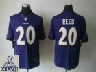 2013 Super Bowl XLVII NEW Baltimore Ravens 20 Ed Reed Purple Jerseys (Limited)