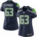 Women's Nike Seattle Seahawks #63 Mark Glowinski Limited Steel Blue Team Color NFL Jersey