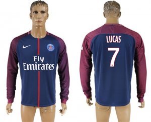 2017-18 Paris Saint-Germain 7 LUCAS Home Long Sleeve Thailand Soccer Jersey