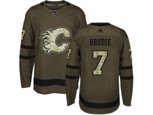 Youth Adidas Calgary Flames #7 TJ Brodie Green Salute to Service Stitched NHL Jersey