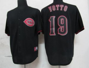 mlb cincinnati reds #19 votto black fashion