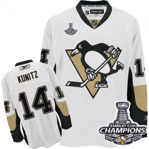 Mens Reebok Pittsburgh Penguins #14 Chris Kunitz Premier White Away 2016 Stanley Cup Champions NHL Jersey