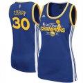 Warriors #30 Stephen Curry 2017 NBA Champions Royal Blue Women Swingman Jersey