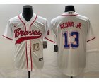 Men's Atlanta Braves #13 Ronald Acuna Jr Number White Cool Base Stitched Baseball Jersey