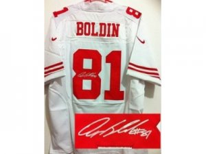 Nike San Francisco 49ers #81 Anquan Boldin White Jerseys(Elite Signed)