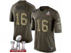 Mens Nike Atlanta Falcons #16 Justin Hardy Limited Green Salute to Service Super Bowl LI 51 NFL Jersey