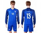 France #13 Kante Home Long Sleeves Soccer Country Jersey