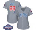 Womens Majestic Chicago Cubs #68 Jorge Soler Authentic Grey Road 2016 World Series Champions Cool Base MLB Jersey