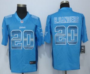 2015 New Nike Detroit Lions #20 B.Sanders Blue Strobe Jerseys(Limited)