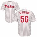 Men's Majestic Philadelphia Phillies #56 Frank Herrmann Replica White Red Strip Home Cool Base MLB Jersey