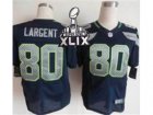 2015 Super Bowl XLIX Nike NFL Seattle Seahawks #80 Steve Largent Blue Jerseys(Elite)