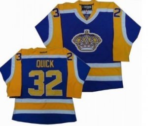 Los Angeles kings 32 Jonathan Quick yellow purple jerseys