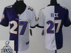 2013 Super Bowl XLVII Women NEW NFL Baltimore Ravens #27 Ray Rice Purple White Split NFL Jerseys