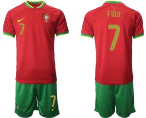 Portugal #7 FIGO Home 2022 FIFA World Cup Qatar Soccer Jersey