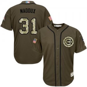 Men Chicago Cubs #31 Greg Maddux Green Salute to Service Stitched Baseball Jersey