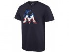 Mens Miami Marlins USA Flag Fashion T-Shirt Navy Blue