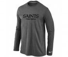 Nike New Orleans Sains Authentic font Long Sleeve T-Shirt D.Grey