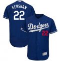 Dodgers #22 Clayton Kershaw Royal 150th Patch Flexbase Jersey