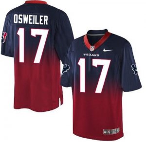 Men Nike Houston Texans #17 Brock Osweiler Navy Blue Red Men Stitched NFL Elite Fadeaway Fashion Jersey