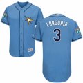 Mens Majestic Tampa Bay Rays #3 Evan Longoria Light Blue Flexbase Authentic Collection MLB Jersey