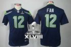Nike Seattle Seahawks #12 Fan Steel Blue Team Color Super Bowl XLVIII Youth NFL Limited Jersey
