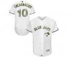 Mens Majestic Toronto Blue Jays #10 Edwin Encarnacion Authentic White 2016 Memorial Day Fashion Flex Base MLB Jersey