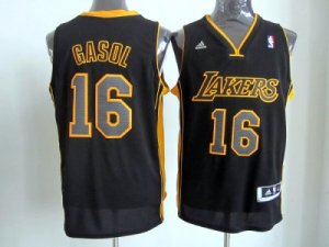 nba los angeles lakers #16 gasol black-yellow[revolution 30 swingman]