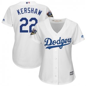 Dodgers #22 Clayton Kershaw White Women 2018 World Series Cool Base Player Jersey