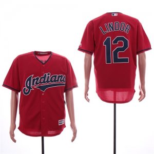 Indians #12 Francisco Lindor Red Cool Base Jersey