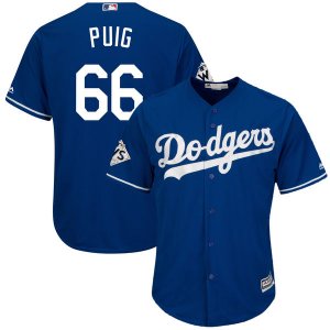 Los Angeles Dodgers #66 Yasiel Puig Royal 2017 World Series Bound Cool Base Player Jersey