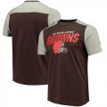 Cleveland Browns NFL Pro Line by Fanatics Branded Iconic Color Blocked T-Shirt Brown Gray