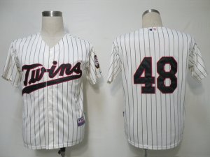 mlb minnesota twins #48 pavano cream(blue strip)