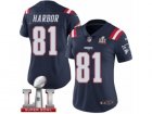 Womens Nike New England Patriots #81 Clay Harbor Limited Navy Blue Rush Super Bowl LI 51 NFL Jersey