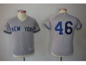 Youth New York Yankees #46 Andy Pettitte Grey jerseys(2009 Logo WS 09 Champions Pat)