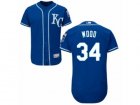 Mens Majestic Kansas City Royals #34 Travis Wood Blue Flexbase Authentic Collection MLB Jersey