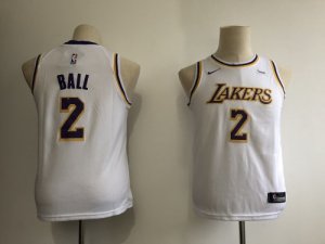 Lakers #2 Lonzo Ball White Youth 2018-19 Nike Swingman Jersey