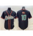 Mens Miami Dolphins #10 Tyreek Hill Black With Patch Cool Base Stitched Baseball Jersey