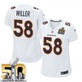 Women Nike Denver Broncos #58 Von Miller White Super Bowl 50 Stitched NFL Game Event Jersey