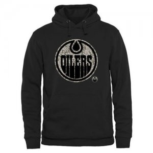 Men\'s Edmonton Oilers Black Rink Warrior Pullover Hoodie