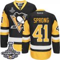 Mens Reebok Pittsburgh Penguins #41 Daniel Sprong Premier Black Gold Third 2016 Stanley Cup Champions NHL Jersey