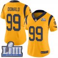 Nike Rams #99 Aaron Donald Gold Women 2019 Super Bowl LIII Color Rush Limited Jersey