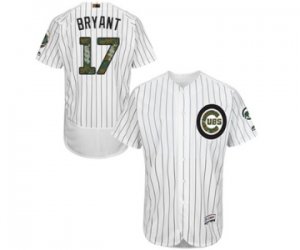 Men\'s Majestic Chicago Cubs #17 Kris Bryant Authentic White 2016 Memorial Day Fashion Flex Base MLB Jersey