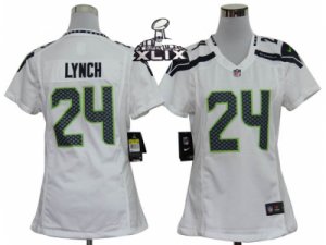 2015 Super Bowl XLIX Nike Women Seattle Seahawks #24 Marshawn Lynch White