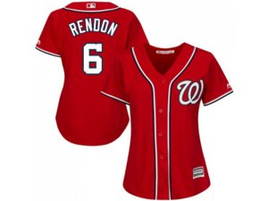 Women Washington Nationals #6 Anthony Rendon Red Alternate Stitched MLB Jersey