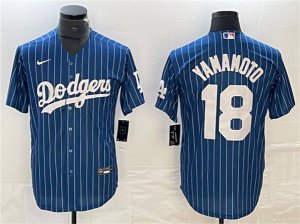 Men\'s Los Angeles Dodgers #18 Yoshinobu Yamamoto Navy Cool Base With Patch Stitched Jersey