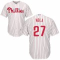 Men's Majestic Philadelphia Phillies #27 Aaron Nola Authentic White Red Strip Home Cool Base MLB Jersey