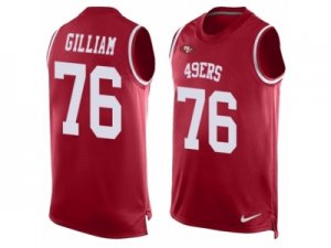 Mens Nike San Francisco 49ers #76 Garry Gilliam Limited Red Player Name & Number Tank Top NFL Jersey