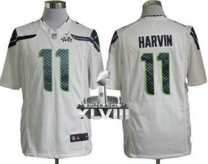 Nike Seattle Seahawks #11 Percy Harvin White Super Bowl XLVIII NFL Game Jersey