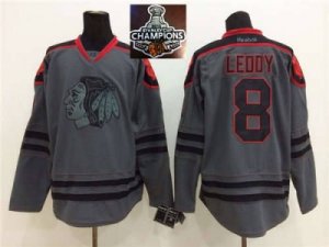 NHL Chicago Blackhawks #8 Nick Leddy Charcoal Cross Check Fashion 2015 Stanley Cup Champions jerseys