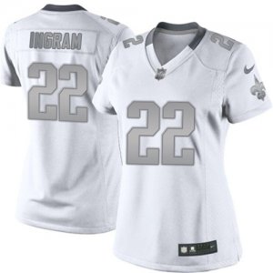 Women New Orleans Saints #22 Mark Ingram White Platinum Limited Jersey